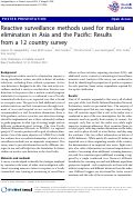 Cover page: Reactive surveillance methods used for malaria elimination in Asia and the Pacific: Results from a 12 country survey