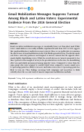 Cover page: Email Mobilization Messages Suppress Turnout Among Black and Latino Voters: Experimental Evidence From the 2016 General Election