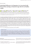 Cover page: Individual Differences in Dopamine Are Associated with Reward Discounting in Clinical Groups But Not in Healthy Adults