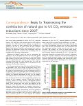 Cover page: Correspondence: Reply to ‘Reassessing the contribution of natural gas to US CO2 emission reductions since 2007’