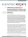 Cover page: Differential Contributions of Nonmuscle Myosin II Isoforms and Functional Domains to Stress Fiber Mechanics