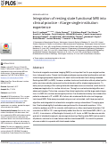 Cover page: Integration of resting state functional MRI into clinical practice - A large single institution experience