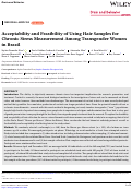 Cover page: Acceptability and Feasibility of Using Hair Samples for Chronic Stress Measurement Among Transgender Women in Brazil