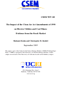 Cover page: The Impact of the Clean Air Act Amendments of 1990 on Electric Utilities and Coal Mines: Evidence from the Stock Market