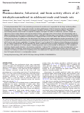 Cover page: Pharmacokinetic, behavioral, and brain activity effects of Δ9-tetrahydrocannabinol in adolescent male and female rats