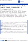 Cover page: 2010 International consensus algorithm for the diagnosis, therapy and management of hereditary angioedema