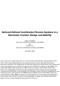 Cover page: Notional Defined Contribution Pension Systems in a Stochastic Context: Design and Stability