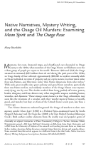 Cover page: Native Narratives, Mystery Writing, and the Osage Oil Murders: Examining Mean Spirit and The Osage Rose