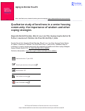 Cover page: Qualitative study of loneliness in a senior housing community: the importance of wisdom and other coping strategies