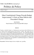 Cover page: Must Constitutional Change Precede Budget Improvement? A Note on State Deficits and Procedural Change