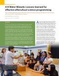 Cover page: 4-H Water Wizards: Lessons learned for effective afterschool science programming.