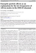 Cover page: Energetic particle effects as an explanation for the low frequencies of Alfvén modes in the DIII-D tokamak