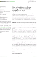 Cover page: Normal variation of clinical mobility of the mandibular symphysis in dogs.