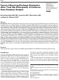 Cover page: Factors Influencing Discharge Destination After Total Hip Arthroplasty