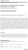 Cover page: Potential impact of vegetation feedback on European heat waves in a 2
              x
              CO
              
                2
               climate: Vegetation impact on European heat waves