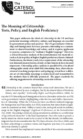 Cover page: The Meaning of Citizenship: Tests, Policy, and English Proficiency