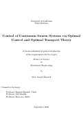 Cover page: Control of Continuum Swarm Systems via Optimal Control and Optimal Transport Theory