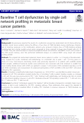 Cover page: Baseline T cell dysfunction by single cell network profiling in metastatic breast cancer patients