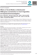 Cover page: Effects of Social Media on Adolescents’ Willingness and Intention to Use E-Cigarettes: An Experimental Investigation