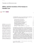 Cover page of Milton and the Invention of the Human in Paradise Lost