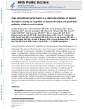 Cover page: High educational performance is a distinctive feature of bipolar disorder: a study on cognition in bipolar disorder, schizophrenia patients, relatives and controls.