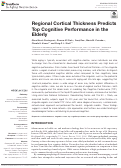 Cover page: Regional Cortical Thickness Predicts Top Cognitive Performance in the Elderly