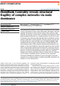Cover page: DomiRank Centrality reveals structural fragility of complex networks via node dominance