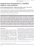 Cover page: Impaired neural development in a zebrafish model for Lowe syndrome