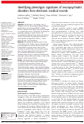 Cover page: Identifying phenotypic signatures of neuropsychiatric disorders from electronic medical records