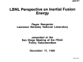 Cover page: LBNL perspective on inertial fusion energy
