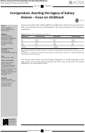 Cover page: Corrigendum: Averting the legacy of kidney disease – focus on childhood