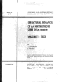Cover page: Structural Behavior of An Orthotropic Steel Deck Bridge, vol. 1