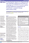 Cover page: Evaluating the impact of a linguistically and culturally tailored social media ad campaign on COVID-19 vaccine uptake among indigenous populations in Guatemala: a pre/post design intervention study