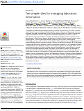 Cover page: Ten simple rules for managing laboratory information.