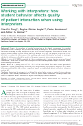 Cover page: Working with interpreters: how student behavior affects quality of patient interaction when using interpreters