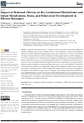 Cover page: Impact of Maternal Obesity on the Gestational Metabolome and Infant Metabolome, Brain, and Behavioral Development in Rhesus Macaques