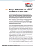 Cover page: A single TRPV1 amino acid controls species sensitivity to capsaicin