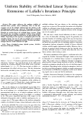 Cover page: Uniform stability of switched linear systems: Extensions of LaSalle's invariance principle