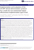 Cover page: Implementation and evaluation of the VA DPP clinical demonstration: protocol for a multi-site non-randomized hybrid effectiveness-implementation type III trial