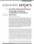 Cover page: Formation of Nanotwin Networks during High-Temperature Crystallization of Amorphous Germanium