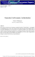 Cover page: Transaction Cost Economics: An Introduction