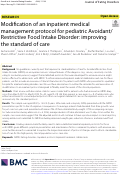 Cover page: Modification of an inpatient medical management protocol for pediatric Avoidant/Restrictive Food Intake Disorder: improving the standard of care