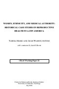 Cover page of Women, Ethnicity, and Medical Authority: Historical Perspectives on Reproductive Health in Latin America