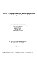 Cover page: Review of U.S. and European Regional Modeling Studies of Policies Intended to Reduce Transportation Greenhouse Gas Emissions