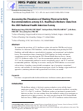 Cover page: Assessing the prevalence of meeting physical activity recommendations among U.S. healthcare workers: Data from the 2015 National Health Interview Survey