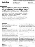 Cover page: Racial and Ethnic Differences in Mortality of Hemodialysis Patients: Role of Dietary and Nutritional Status and Inflammation