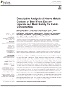 Cover page: Descriptive Analysis of Heavy Metals Content of Beef From Eastern Uganda and Their Safety for Public Consumption