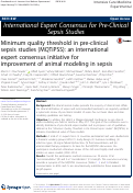 Cover page: Minimum quality threshold in pre-clinical sepsis studies (MQTiPSS): an international expert consensus initiative for improvement of animal modeling in sepsis.