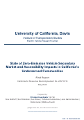 Cover page of State of Zero-Emission Vehicle Secondary Market and Accessibility Impacts in California’s Underserved Communities