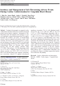 Cover page: Incidence and management of life-threatening adverse events during cardiac catheterization for congenital heart disease.